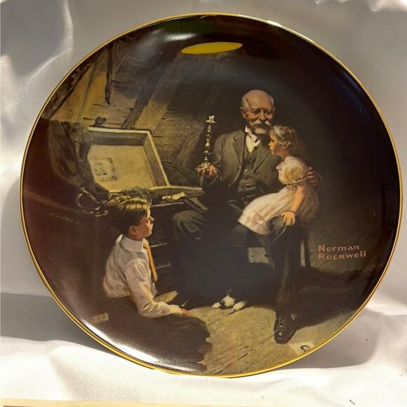 1983 Bradford Exchange Norman Rockwell Plate Grandpa's Treasure Chest - Picture 1 of 5